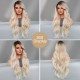 T-Part Lace Side-Parted Champagne Blonde Gradient Wave Synthetic Wig