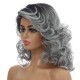 Slanted Bangs Wig with Gradient Short Curls Synthetic Wig