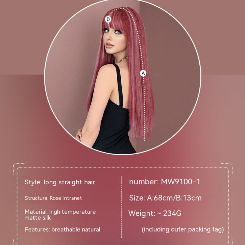 Pink Highlights Long Straight Hair Wig Perfect for Lolita Style