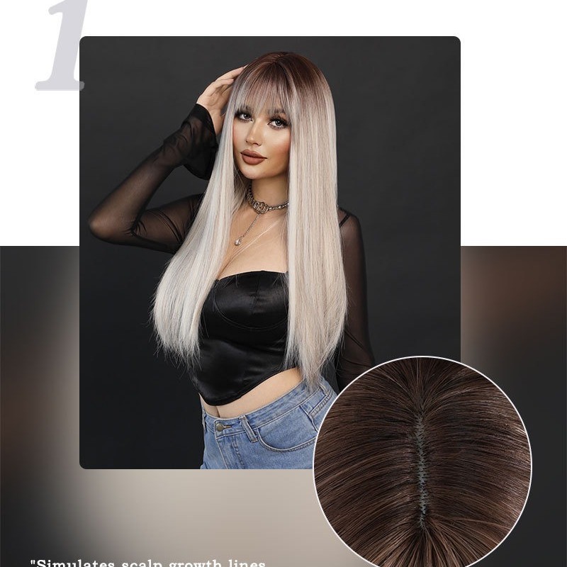 Milk Tea to Platinum Gradient Straight Wig