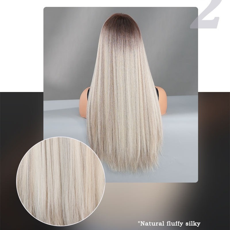 Milk Tea to Platinum Gradient Straight Wig