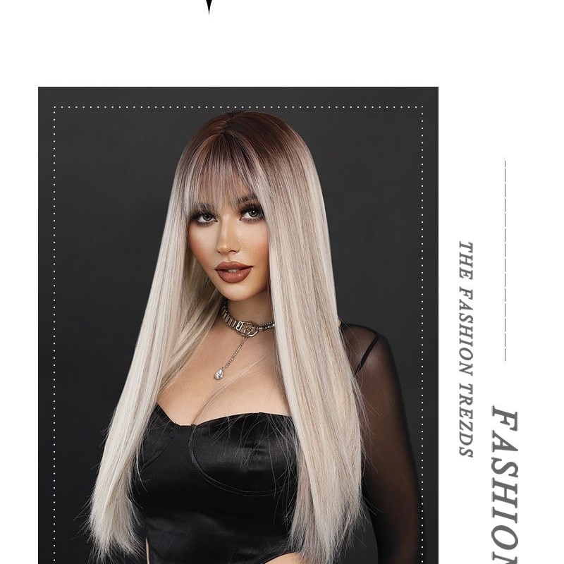 Milk Tea to Platinum Gradient Straight Wig