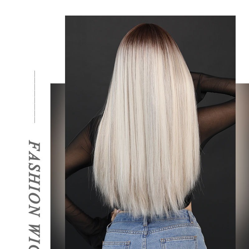 Milk Tea to Platinum Gradient Straight Wig