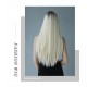 Extra-Long Straight Platinum to Pencil Gray Ombre Synthetic Wig