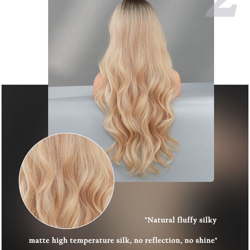 Elegant Tangerine Gold-Part Lace Wavy Wig with Side Part