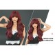 Flaming Crimson Allure Synthetic Full Head Curls Waves & Bangs Passionately Red 70cm