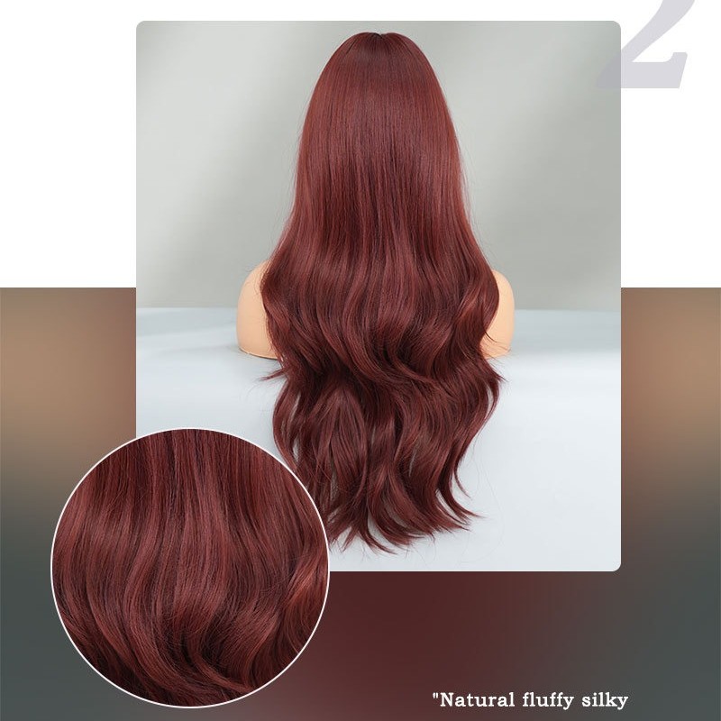 Flaming Crimson Allure Synthetic Full Head Curls Waves & Bangs Passionately Red 70cm