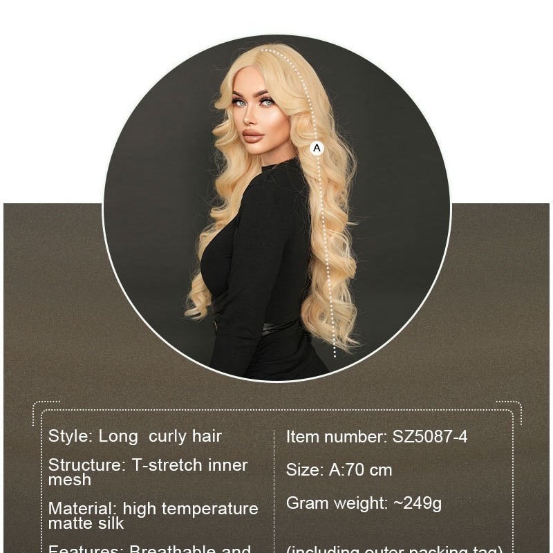 Gold Wavy Small T-Part Lace Front Wig with Platinum Highlights Wig