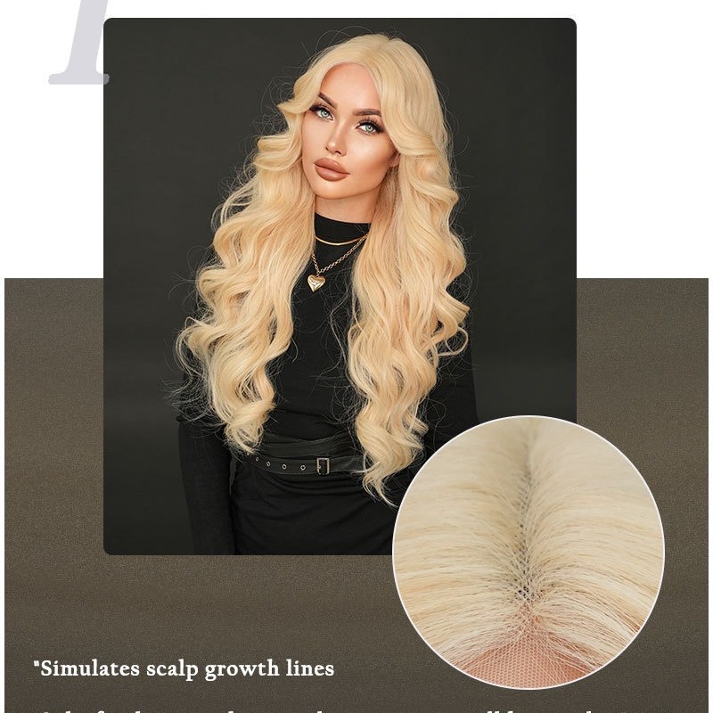 Gold Wavy Small T-Part Lace Front Wig with Platinum Highlights Wig