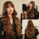 Golden Balayage Long Curls with Bangs Wig