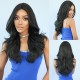 Small T-Lace Natural Black Middle Part Long Curls Synthetic Wig