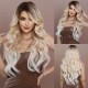 T-Part Lace Side-Parted Champagne Blonde Gradient Wave Synthetic Wig