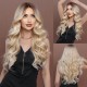 Middle Part Champagne Wavy Long Hair Small T-Lace Synthetic Wig