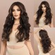 Small T-Lace Dark Tea Long Big Waves Synthetic Wig