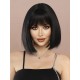 Black Straight Bangs Bob Cut Synthetic Wig