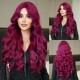 Purple-Red Wavy Long Curls Wig with Small T-Part Lace Front Wig