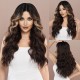 T-Part Lace Front Wig with Brown and Blonde Ombre Long Waves