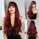 Golden Brown Ombré Straight Bangs Korean Big Wave Wig