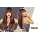 Raspberry Red Long Straight Wig with Bangs and Ombre Root Synthetic Wig