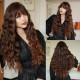 Long Dark Brown Water Wave Wig With Bang