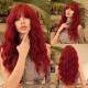 Enchanting Red Wavy Wool Curls Wig with Bangs Synthetic Wig