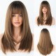 Long Straight Wig with Inner Curl and Airy Bangs