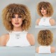 African American Women's Short Springy Curl Synthetic Wig with Brown Tresses and Pixie Cut Bangs