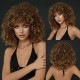 African American Women's Short Springy Curl Synthetic Wig with Honey Blonde Highlights & Pixie Cut Bangs