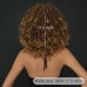 African American Women's Short Springy Curl Synthetic Wig with Honey Blonde Highlights & Pixie Cut Bangs