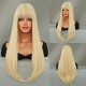 Extra-Long Straight Mocha Brown Wig with Bangs