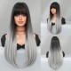 Extra-Long Straight Mocha Brown Wig with Bangs