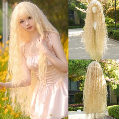 Ultra-Long Golden Loops with Fringe Lolita-Inspired Wig