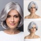 Cool Silver Off-center Part Short Curly Wig